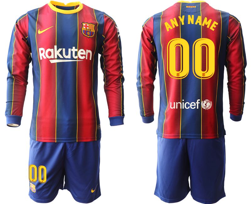 Men 2020-2021 club Barcelona home long sleeve customized red Soccer Jerseys->barcelona jersey->Soccer Club Jersey